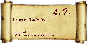 Liszt Iván névjegykártya