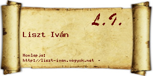 Liszt Iván névjegykártya